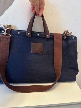 Line of Trade Navy Canvas Weekender  Leather Trim and Adjustable Strap